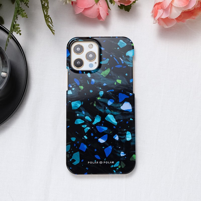 iPhone / Samsung 深海水磨石 藍色 半包硬殼 手機殼【客製】 - 手機殼/手機套 - 塑膠 藍色