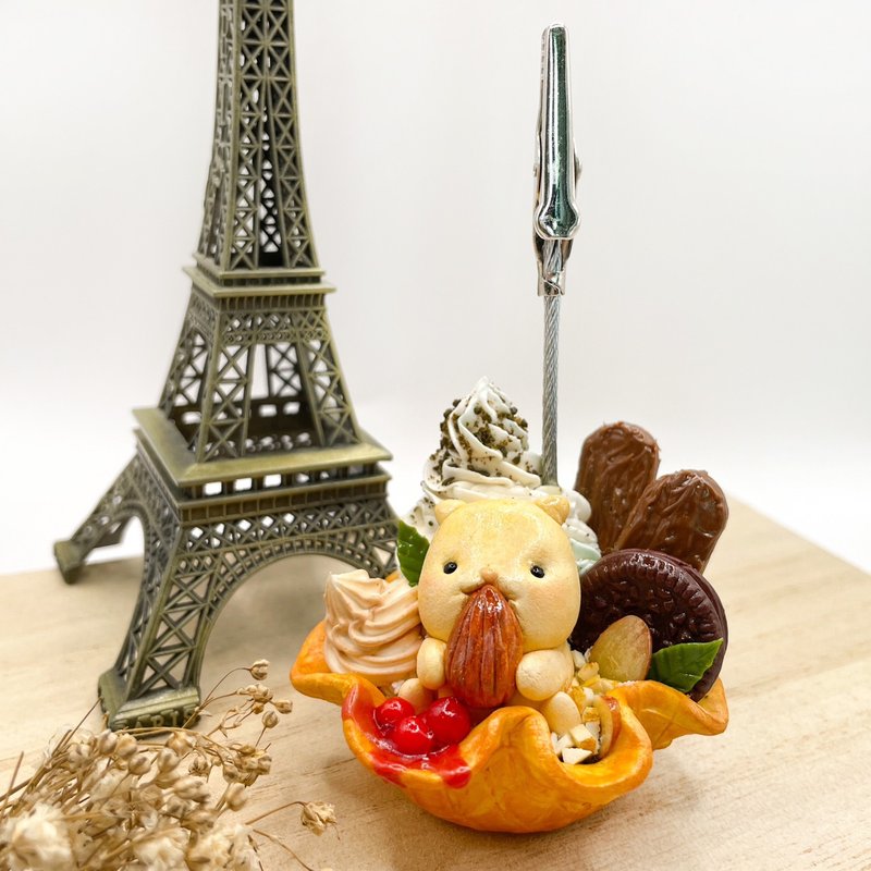 Clay Dessert|Little Mouse Ice Cream Sundae Base Business Card Holder/Gift/Decoration - ที่ตั้งบัตร - ดินเหนียว หลากหลายสี