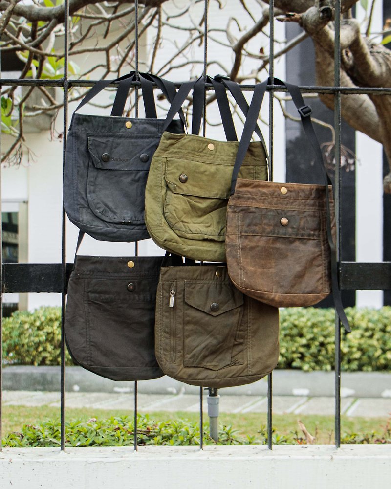 Tsubasa.Y│**Multiple styles to choose from**Barbour modified small bag Remake vintage side backpack - กระเป๋าแมสเซนเจอร์ - ขี้ผึ้ง หลากหลายสี