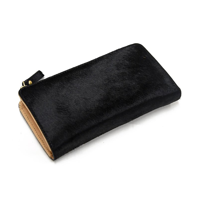 Short fur TIDY Organize the inside of the wallet Organize your own wallet Long wallet Named leather Cowhide Genuine leather [kuro] TOW007