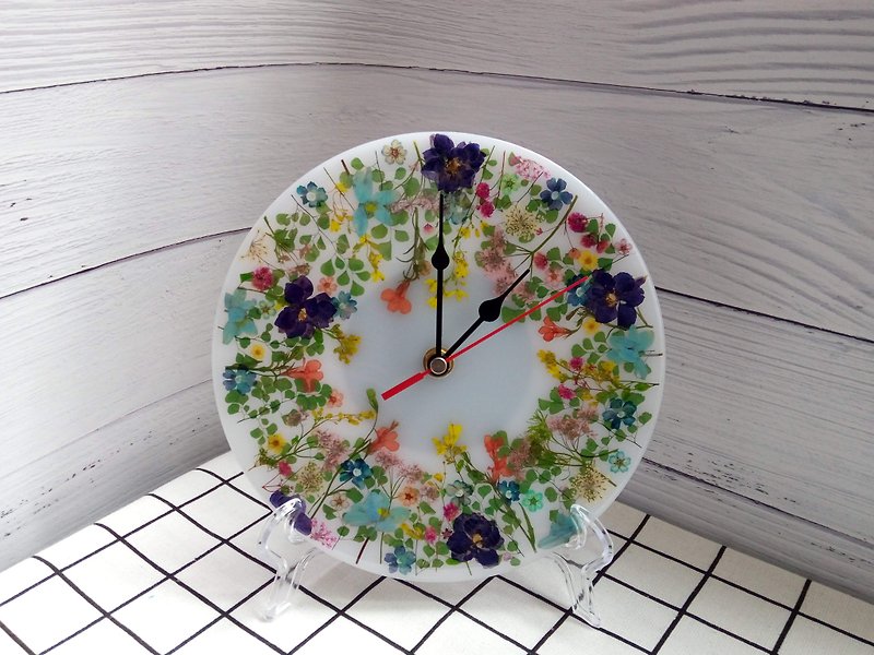 Dry Flowers, Pressed Flowers, Flowers Wall Clock,Garden - นาฬิกา - อะคริลิค หลากหลายสี