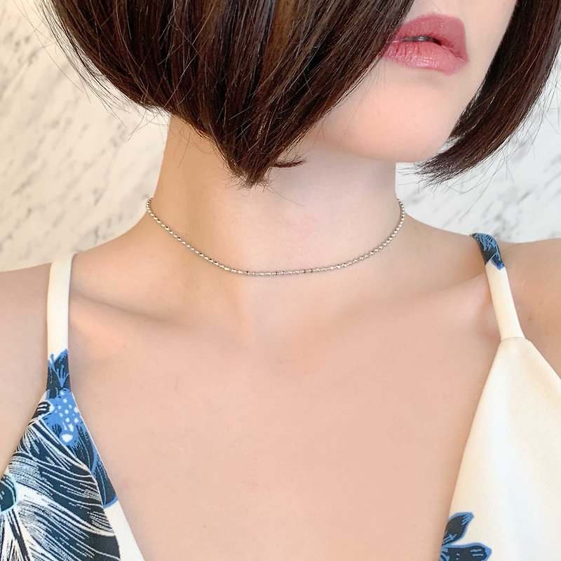 Silver/ Ball Chain Simple Choker Necklace SV331S