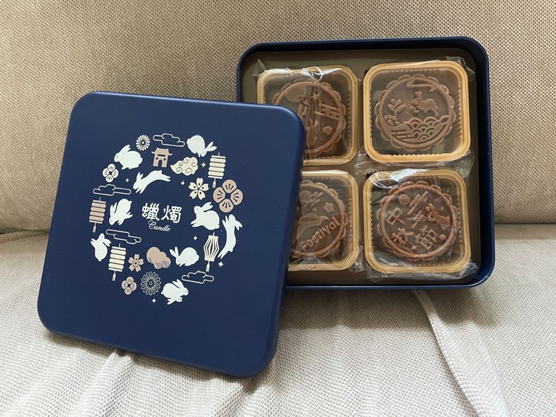 (4個禮盒裝) 迷你蛋黃蓮蓉月餅蠟燭 禮物 手信 香港 - 香氛蠟燭/燭台 - 蠟 