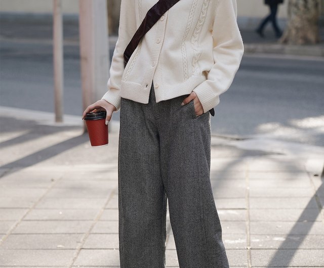 wide pants outfit winter