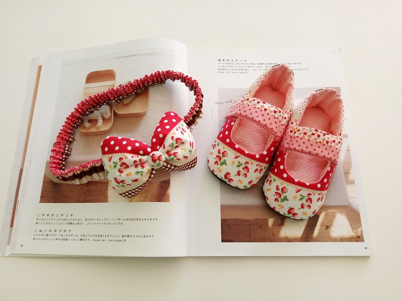 Small strawberry birthday gift Baby Shoes + Headband - Kids' Shoes - Cotton & Hemp Red