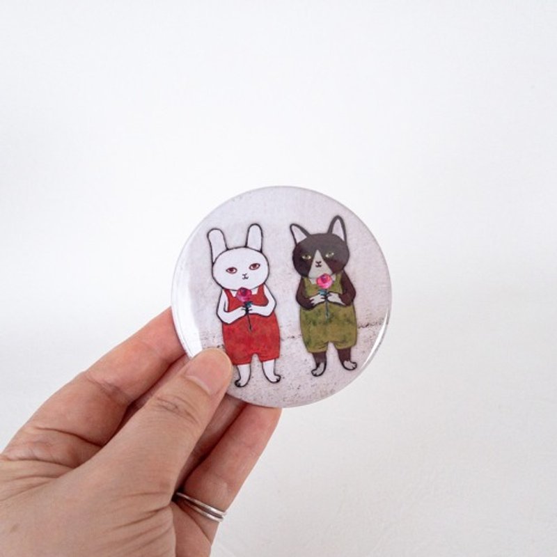 Hand mirror (rabbit and cat, 76mm size) - อื่นๆ - โลหะ 