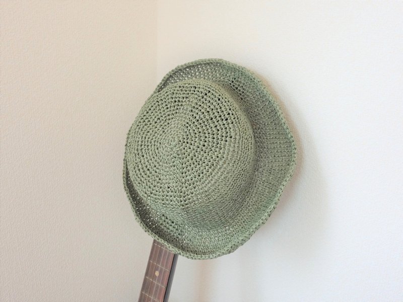 yuoworks / Summer hat / made of Japanese traditional paper Washi / green - 帽子 - 紙 綠色