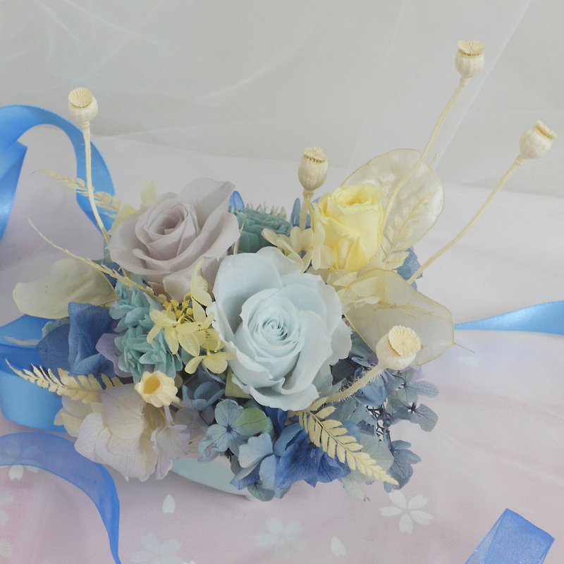 Ocean style rose immortal potted flower wedding bouquet immortal dry flower mother's day carnation birthday graduation ceremony - Dried Flowers & Bouquets - Plants & Flowers Blue