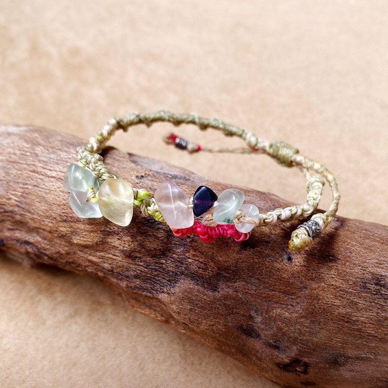 Fluorescent Patti | Natural Mineral Wax Thread Braided Lucky Bracelet - สร้อยข้อมือ - เครื่องประดับพลอย 