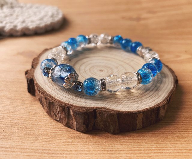 Blue glass deals bead bracelet