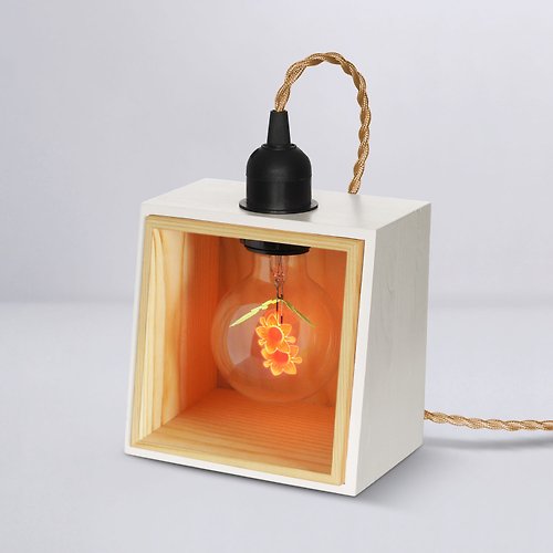 DarkSteve 「演活生命」 方形木制小夜燈 - 含1 個 太陽花球燈泡 Edison-Style 愛迪生燈泡