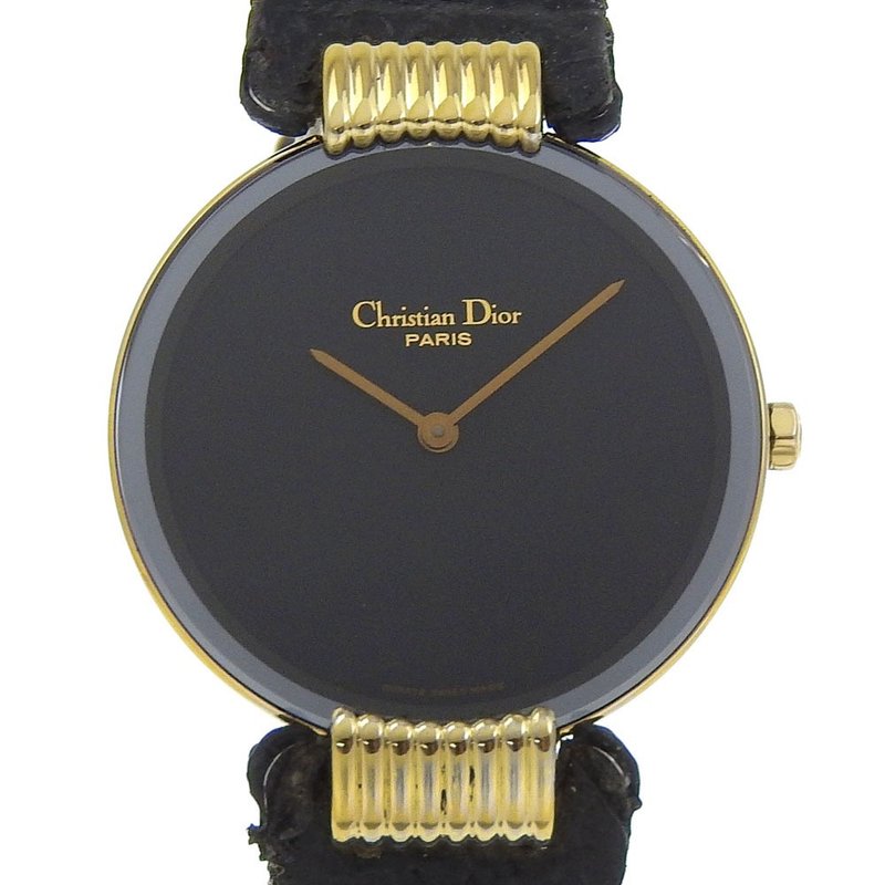 【日本直送】クリスチャンディオール Dior バキラ 腕時計 46153-3 金メッキ クオーツ アナログ表示 黒文字盤 レディース【中古】 - 女錶 - 其他金屬 金色