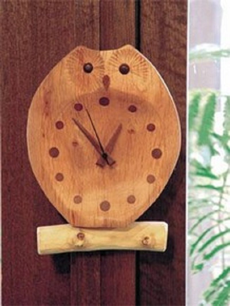 Earth tree handmade fair trade fair trade&eco/open-eyed owl clock - Clocks - Wood Brown