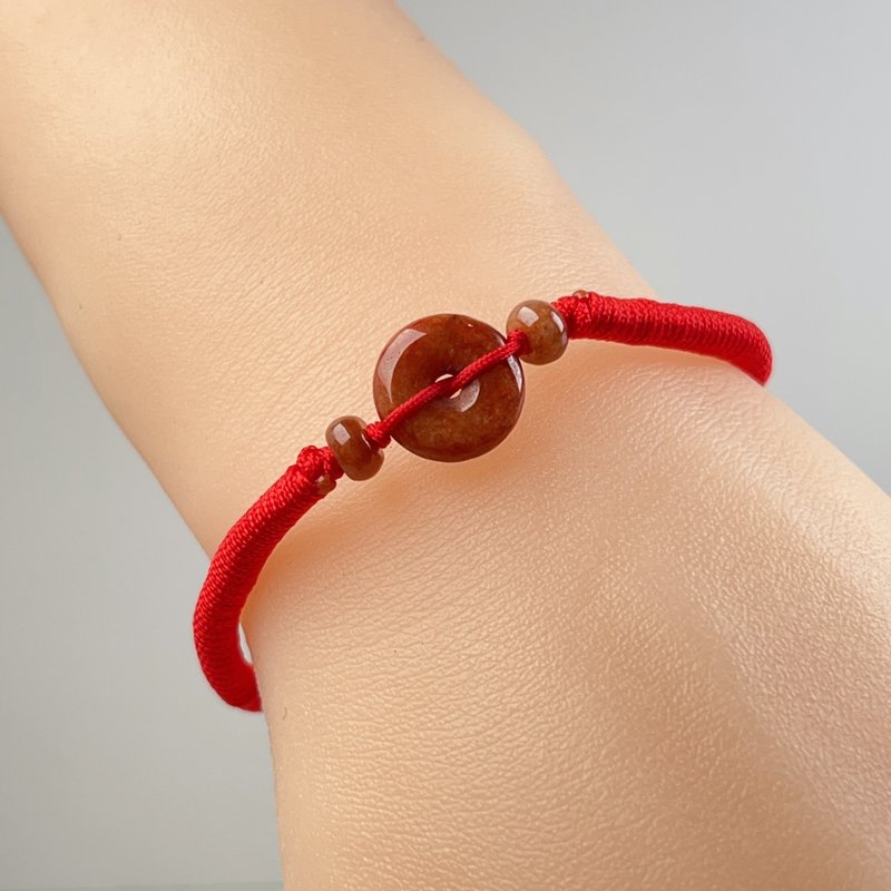 【願い‧平安】レッドラベンダー翡翠 平安扣編み込みブレスレット | 天然ミャンマー産本翡翠（A貨）| ギフト - ブレスレット - 翡翠 レッド