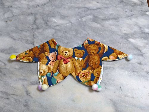非玩布可-手作布雜貨 Play-handmade groceries 泰迪熊 寵物雙面可調節領巾/領結【P221109】