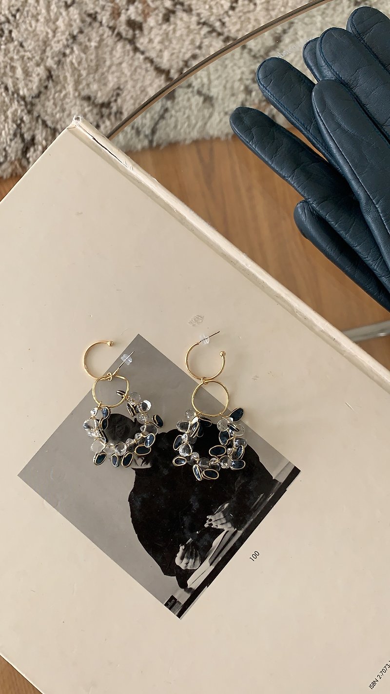 Ocean series/VASS11 earrings Clip-On can be handmade resin crystal ore Herkimon diamond gifts