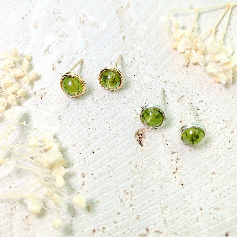 Peridot Stud Earrings | 14K Gold Filled | 925 Silver | Gemstone | Aug Birthstone - Earrings & Clip-ons - Gemstone Green