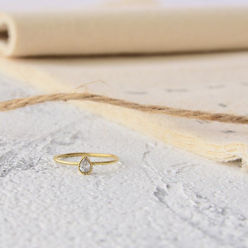 Handmade zircon brass ring drop ring
