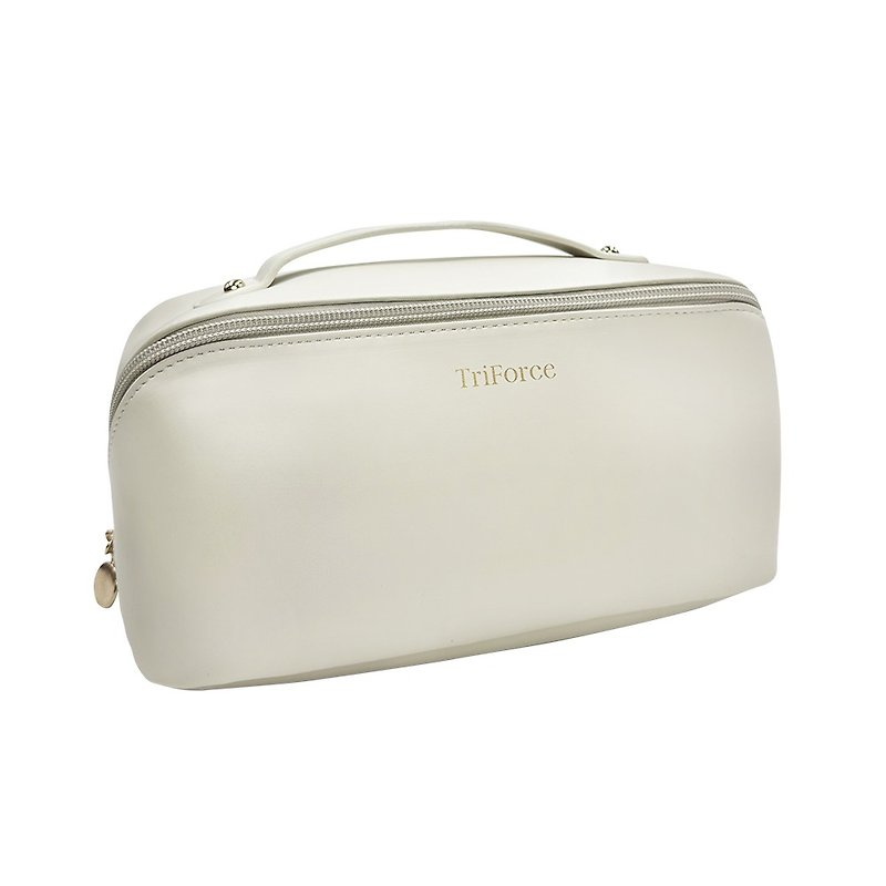 [TRIFORCE] Elegant portable cosmetic bag, large capacity portable waterproof cosmetic bag - กระเป๋าเครื่องสำอาง - หนังเทียม ขาว