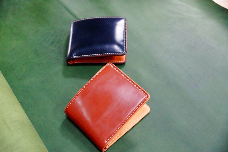 [Liangxu leather art] Hand-stitched cowhide short clip/corso leather/horse bridle leather/leather/wallet/treasure cloth/Mack