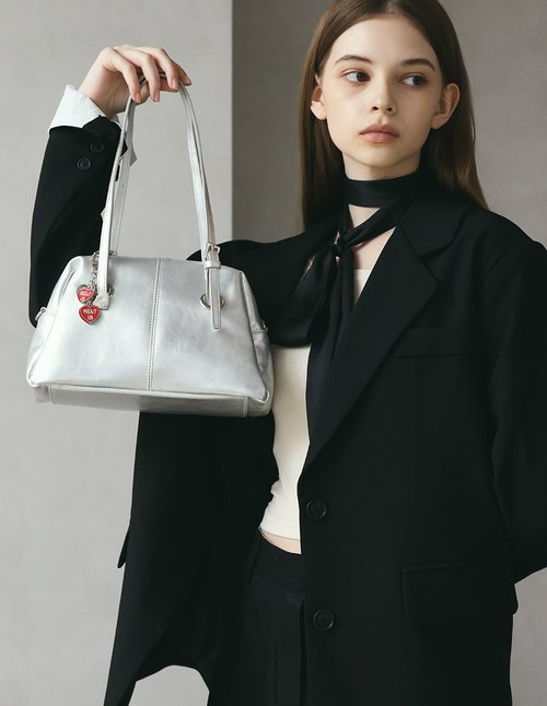 MUR 韓國製 MUR ATTI Bag Vegan Leather 包包 (Crinkle Silver)