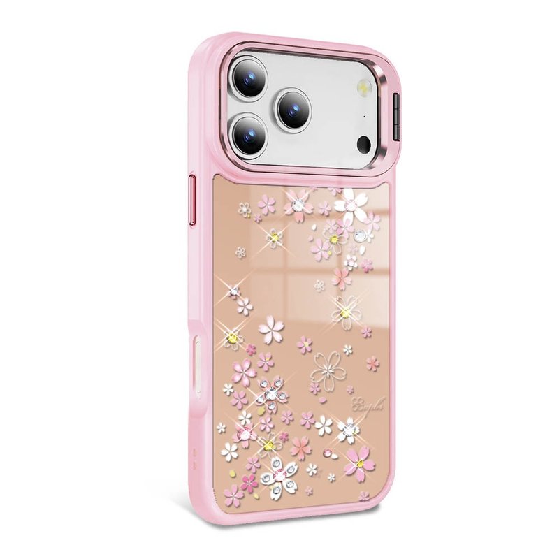 iPhone 全系列 軍規防摔合金框隱形立架鏡面鑽殼-浪漫櫻 - 手機殼/手機套 - 其他材質 多色