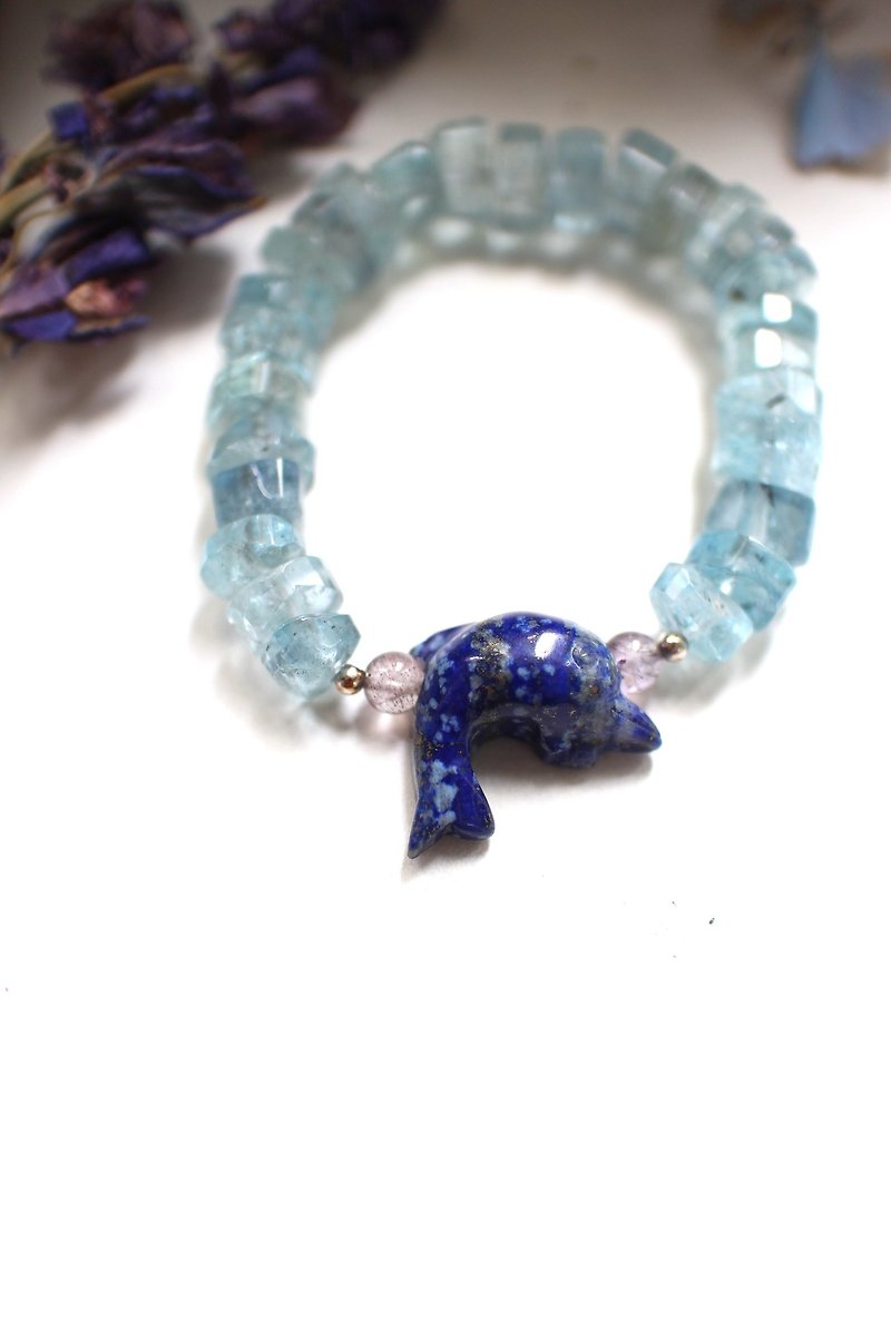 Translucent seawater sapphire lapis lazuli dolphin bracelet - Bracelets - Gemstone 