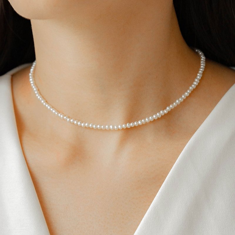 Pearl Choker簡約小顆淡水珍珠項鍊 頸鏈 鎖骨鏈 禮物推薦 - 頸圈項鍊 - 珍珠 