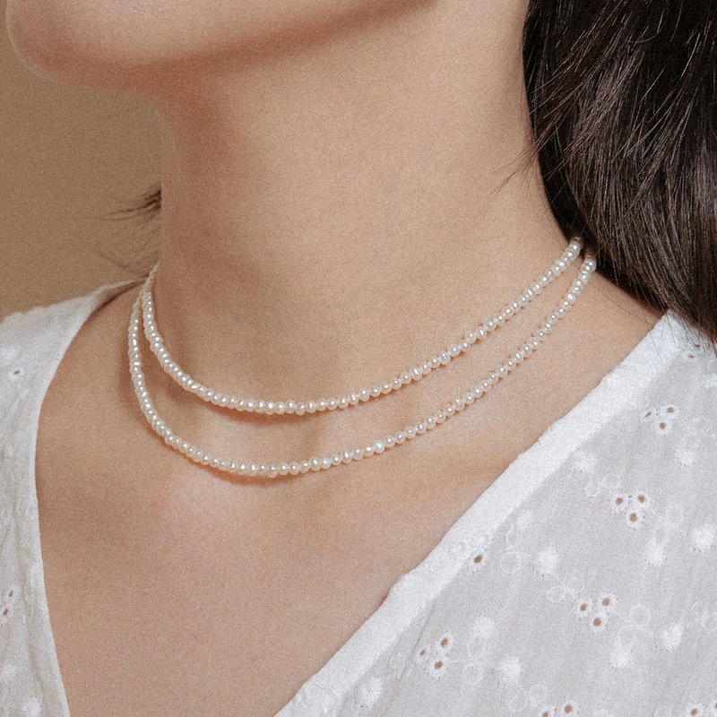 Pearl Choker simple small freshwater pearl necklace necklace clavicle chain gift birthday gift - Chokers - Pearl 