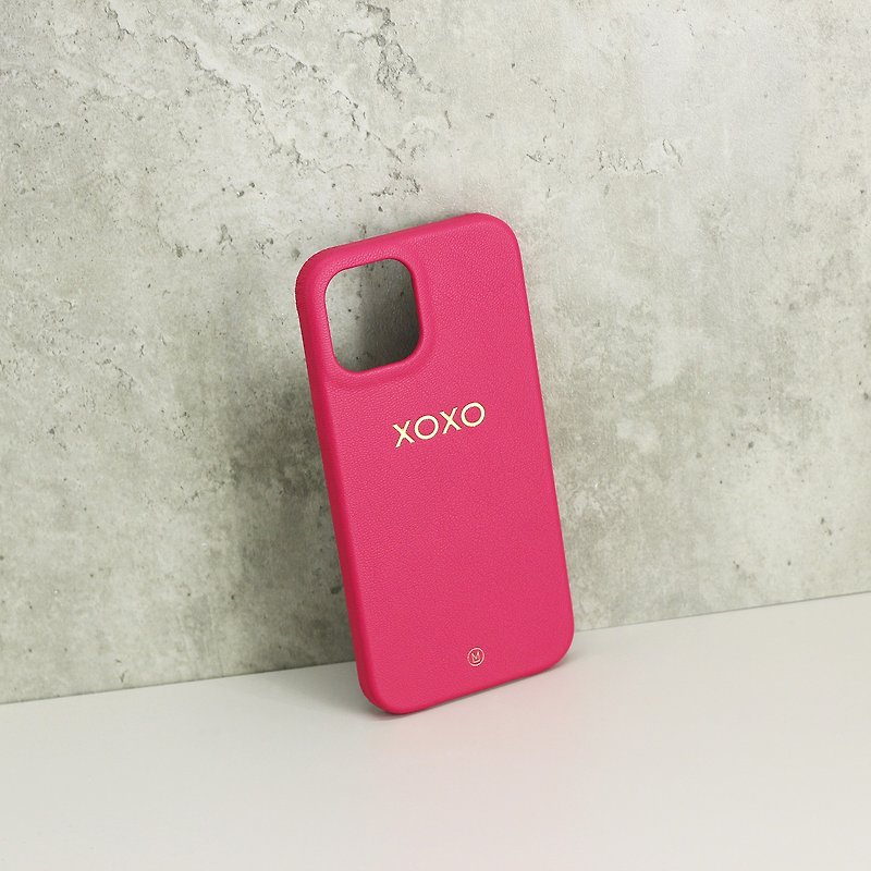 客製化手造真皮革粉紅色桃紅色iPhone 13手機殼 女朋友 男朋友 - 手機殼/手機套 - 真皮 紅色