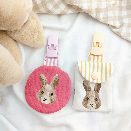 QQ rabbit 手工嬰幼兒精品 彌月禮盒 奶油道奇兔-2色可選。平安符袋 (可繡名字)