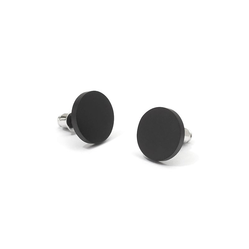 Recovery 扁圓耳環 (霧黑) - 耳環/耳夾 - 不鏽鋼 黑色