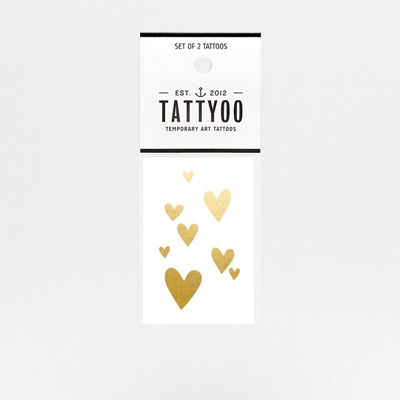 金色愛心 刺青紋身貼紙 | TATTYOO