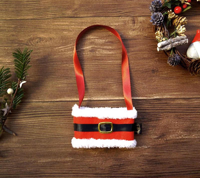 [Christmas] Eco-friendly cup cover drink bag Christmas gift exchange gift - ถุงใส่กระติกนำ้ - เส้นใยสังเคราะห์ สีแดง
