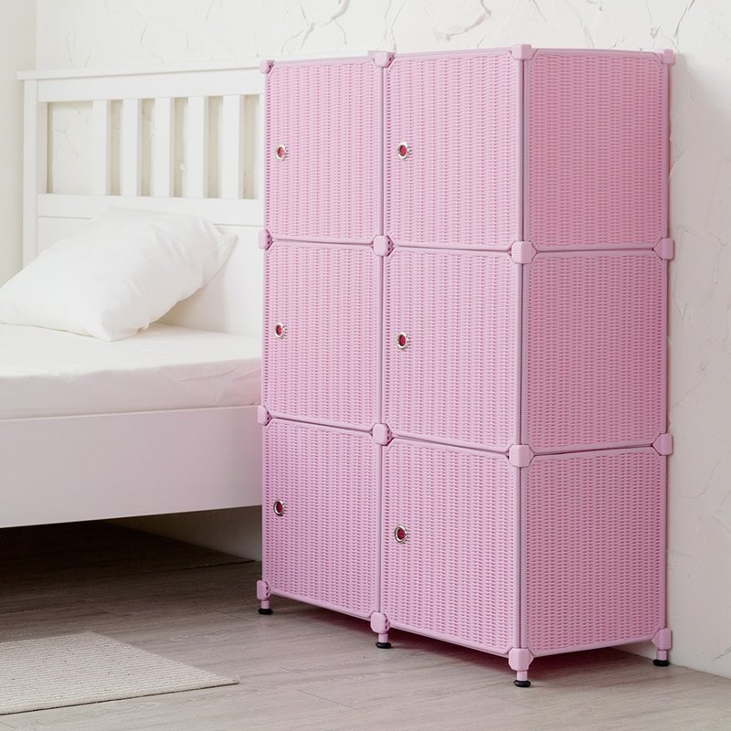 Rattan cube combination 3-layer 6-compartment storage cabinet (6 door panels + adjustable foot pads)-DIY-multiple colors available - กล่องเก็บของ - วัสดุอีโค หลากหลายสี