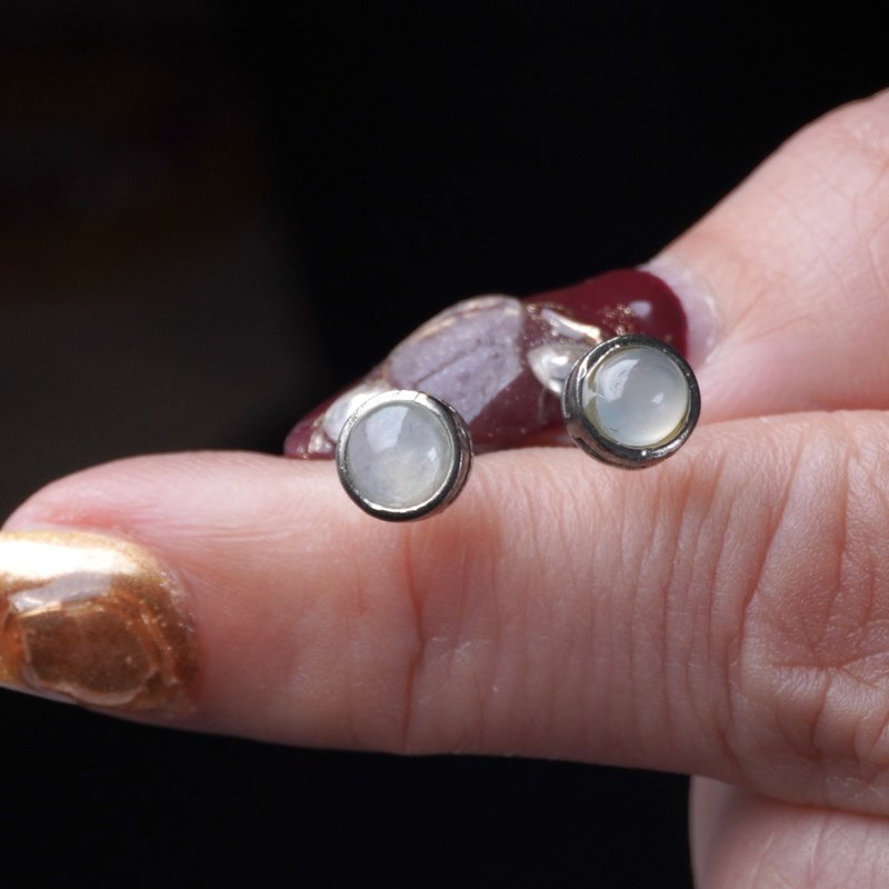 Icy Jade Egg-shaped Earrings 925 Sterling Silver | Natural Burmese A-Grade Jade | Gift - Earrings & Clip-ons - Jade Transparent