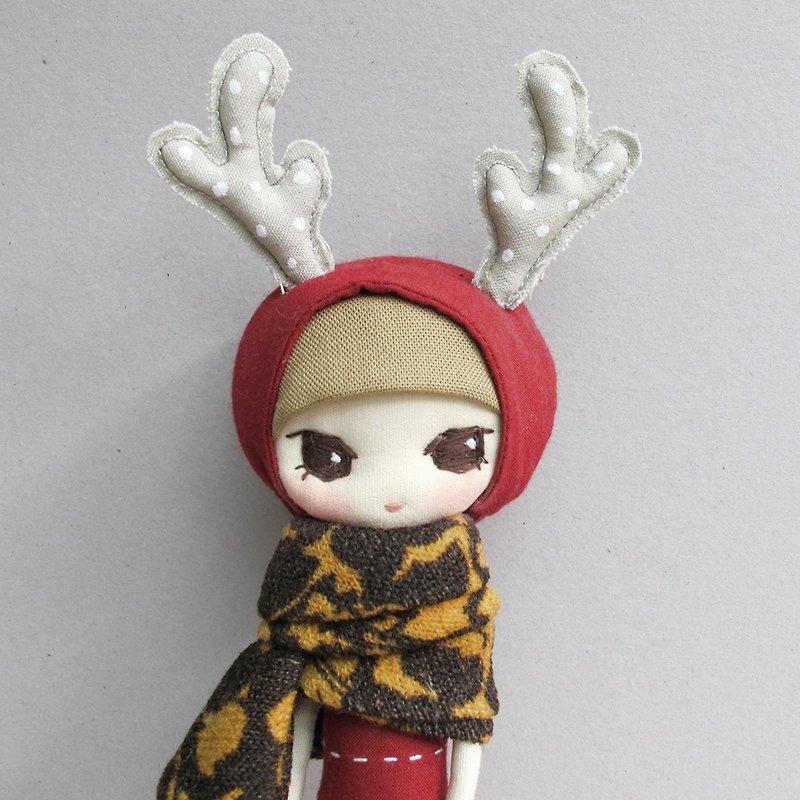 Cute elk A1 - Stuffed Dolls & Figurines - Cotton & Hemp Red