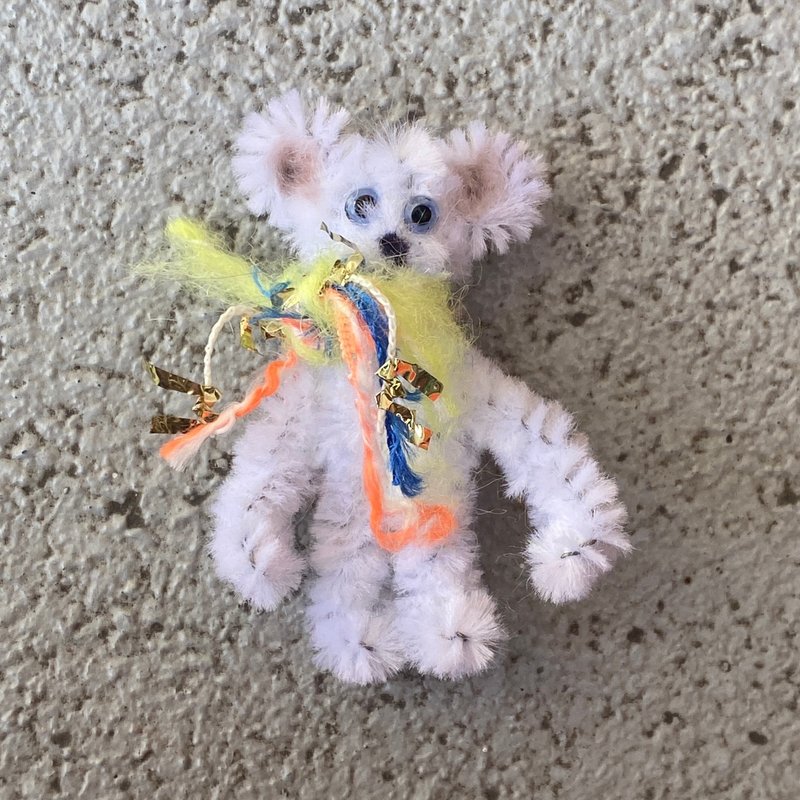 繽紛小熊 5cm bear白色-毛根扭扭棒手作 - 編織/刺繡/羊毛氈/縫紉 - 其他材質 白色