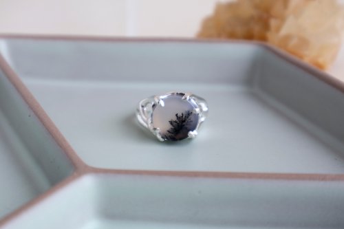 S-JEWELRY首飾店 原創手工990銀鑲嵌海洋玉髓純銀指環戒指 港碼16號