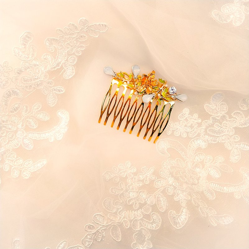 戴上幸福的飾 嬌若春花系列-新娘髮梳.法國梳.自助婚禮-想念 - 髮飾 - 其他金屬 金色