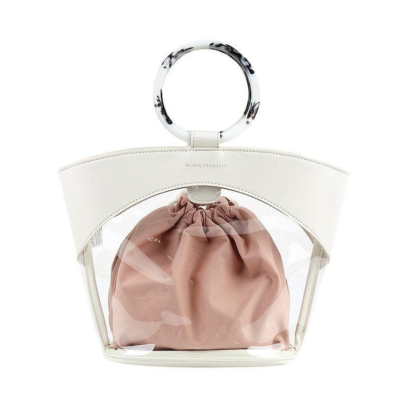 Alice Martha HAPER Transparent Handbag-Ivory - Handbags & Totes - Faux Leather White