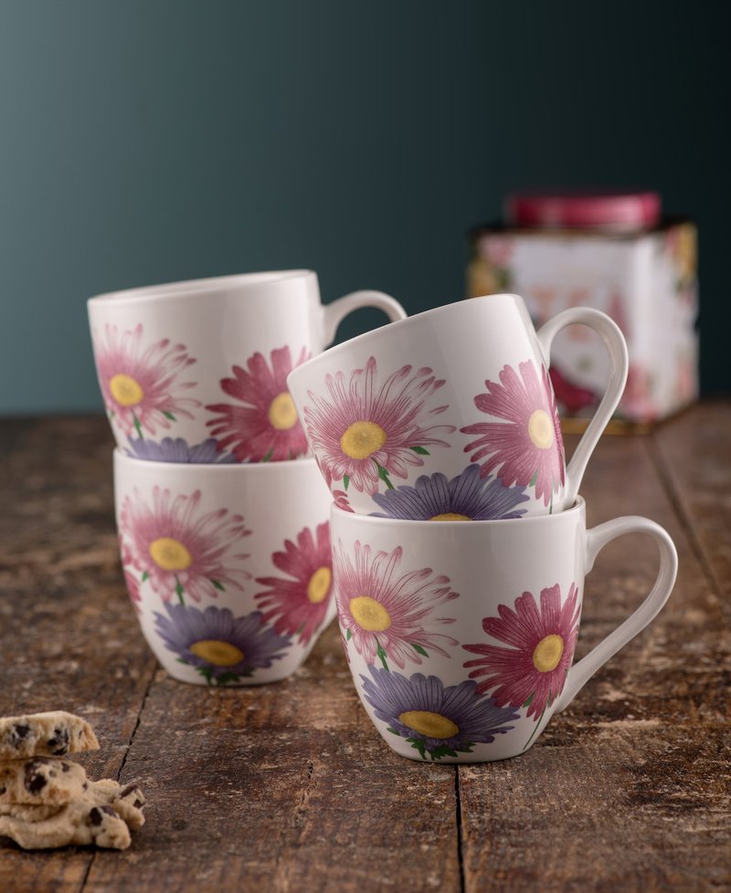 愛爾蘭Belleek Living 野生紫苑 陶瓷馬克杯4入組300ml 入厝禮 - 咖啡杯/馬克杯 - 瓷 紫色