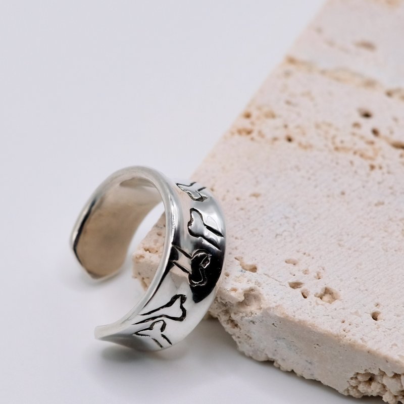 [Customized] 925 sterling silver cute bone open ring - แหวนทั่วไป - เงินแท้ สีเงิน