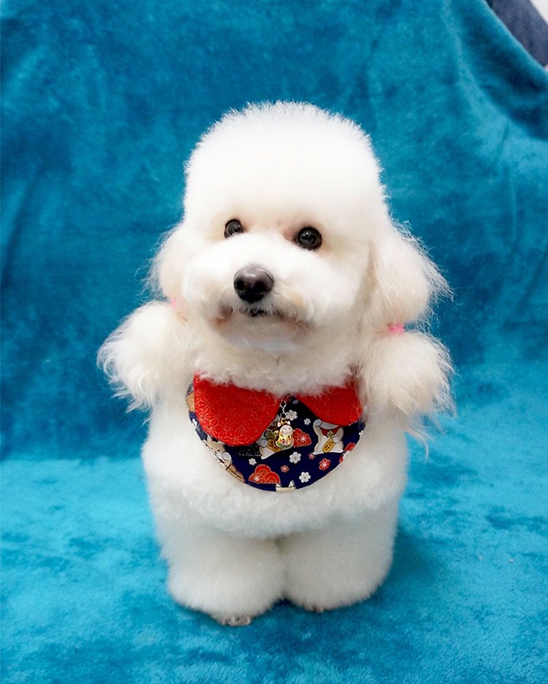 The Master Sells Cute-Cute Pet Lucky Series-Double Scarf (Lucky Dog) - ชุดสัตว์เลี้ยง - ผ้าฝ้าย/ผ้าลินิน สีน้ำเงิน