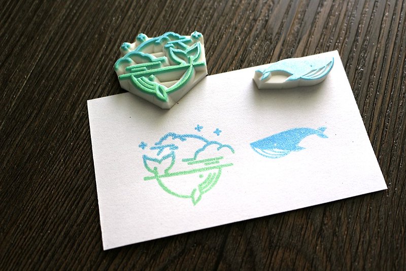 Apu handmade chapter cute blue whale seal 2 player account seal - ตราปั๊ม/สแตมป์/หมึก - ยาง 