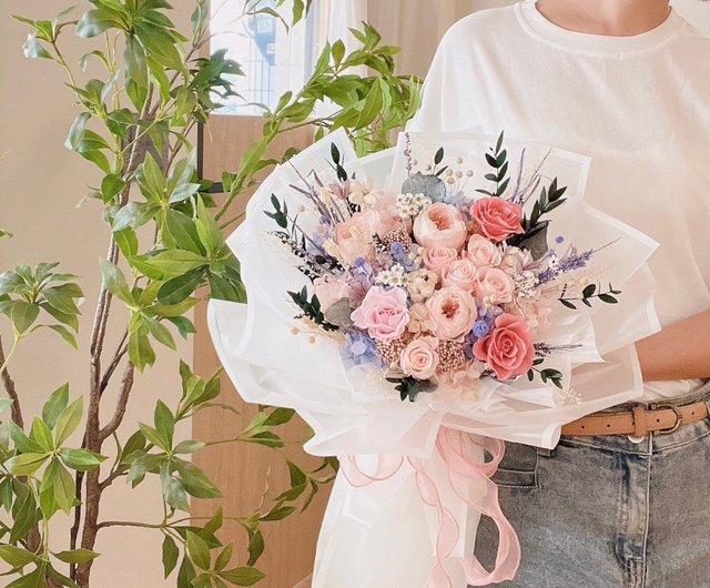 ⑦ 造花アレンジ ピンク・白・紫花束 アートフラワー　花器入　インテリア　ギフト ⑦ 造花アレンジ ピンク・白・紫花束 アートフラワー 花器入