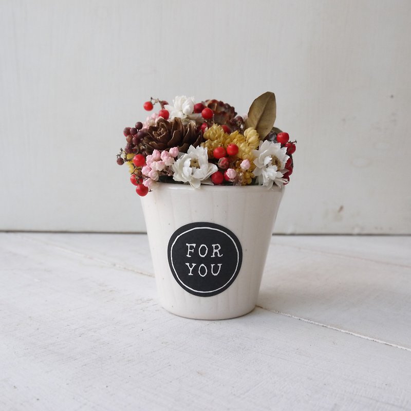 [want to say to you] dry flower ceramic cup table flower / potted flower ornaments - Plants - Plants & Flowers White