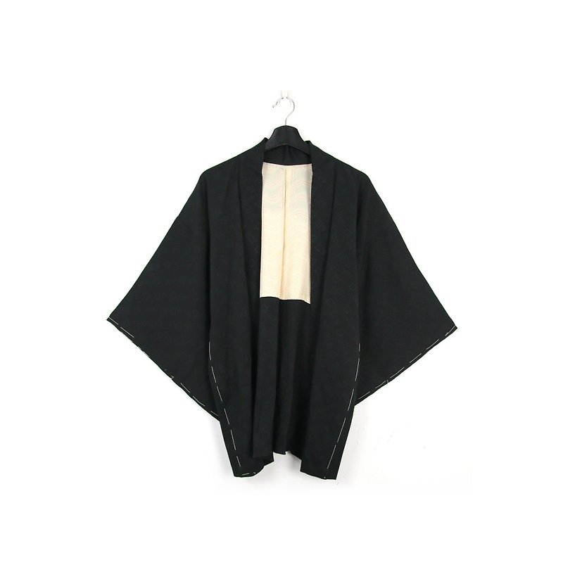 Back to Green-Japanは、織りの市松模様/ビンテージの着物を取り戻します - ジャケット - シルク・絹 