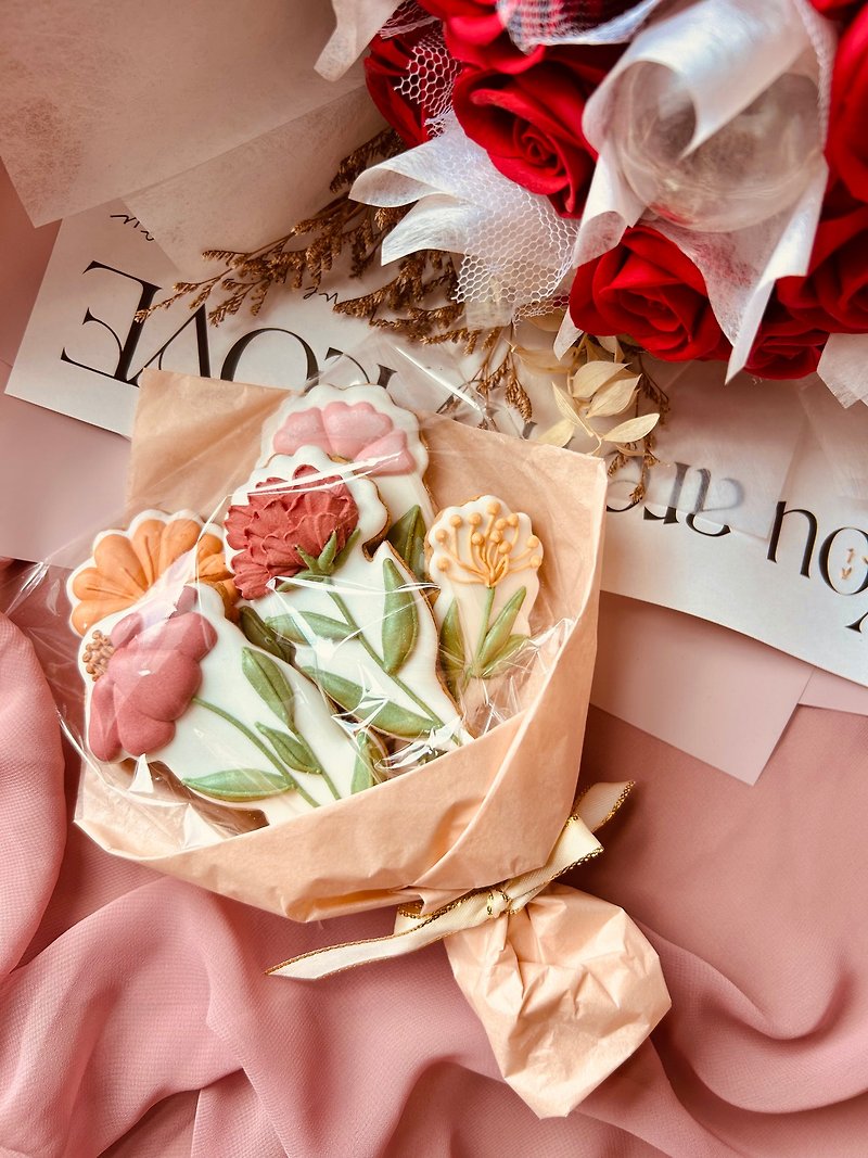 Exclusive for Mother’s Day – Hand-painted frosted cookie bouquet by AnStudio - Handmade Cookies - Fresh Ingredients Pink