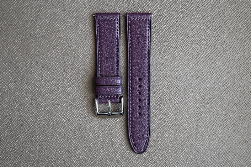 Aubergine Sully French goatskin leather custom watch strap